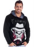 Blusa Manga Longa Marinho com Estampa Frontal