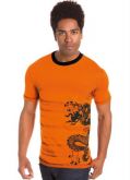 Camiseta Laranja com Estampa Lateral