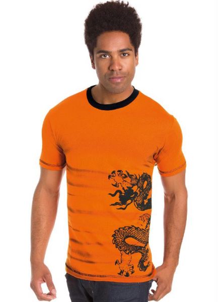 Camiseta Laranja com Estampa Lateral